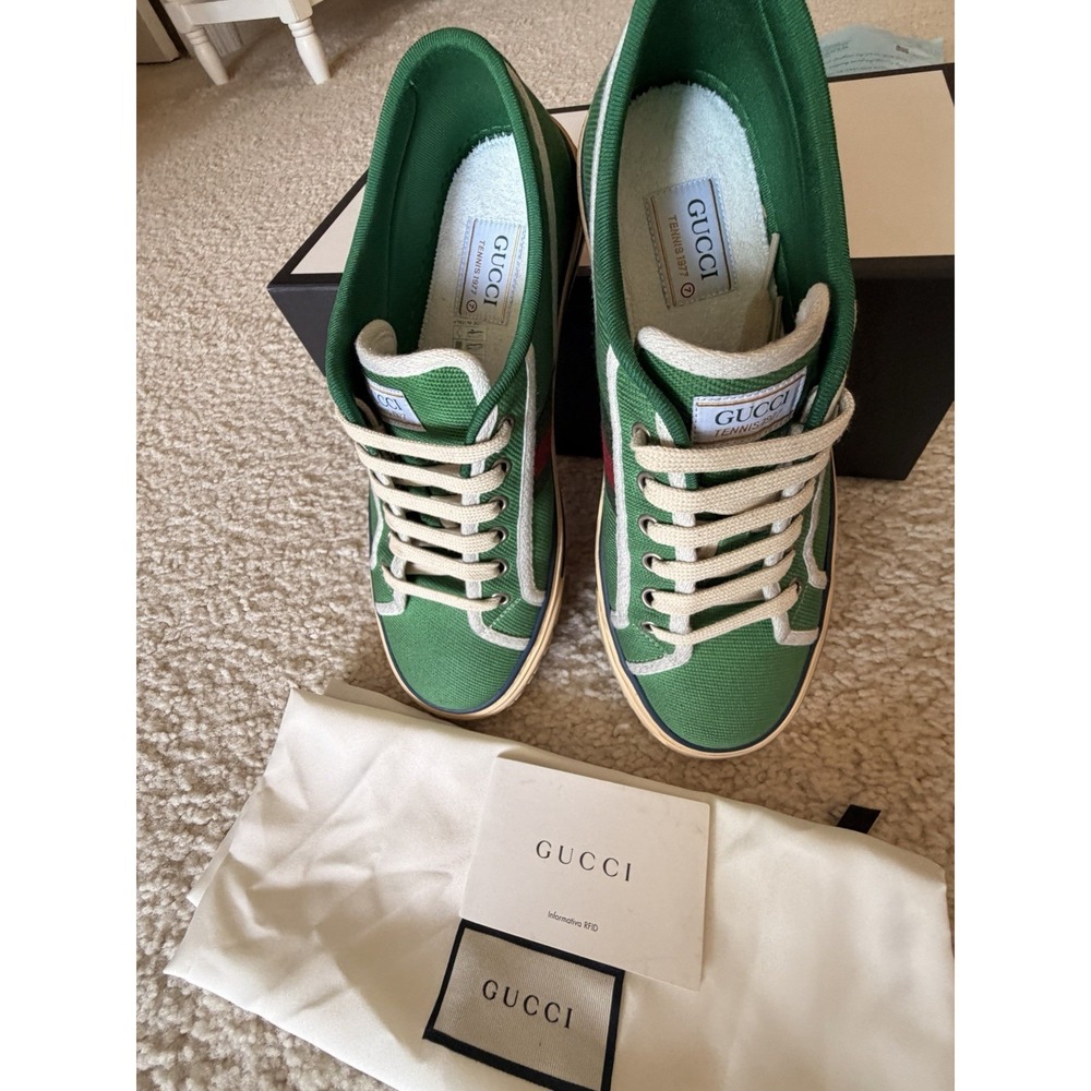 Rare Gucci Tennis 1977 Green Canvas Sneakers 606111-GZO30-3760 Men US 8.5 - Picture 5 of 11